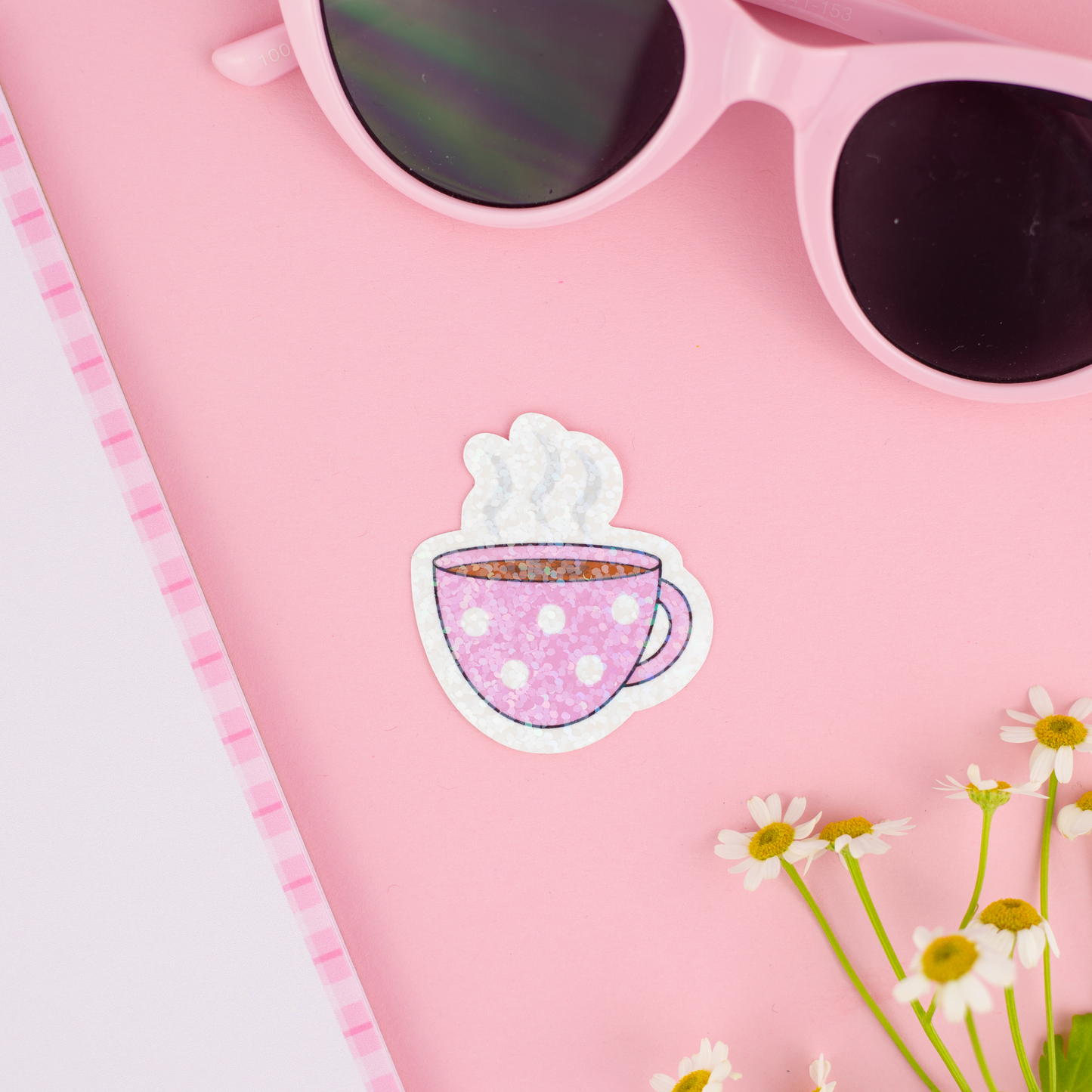 Pink Coffee Cup Sticker