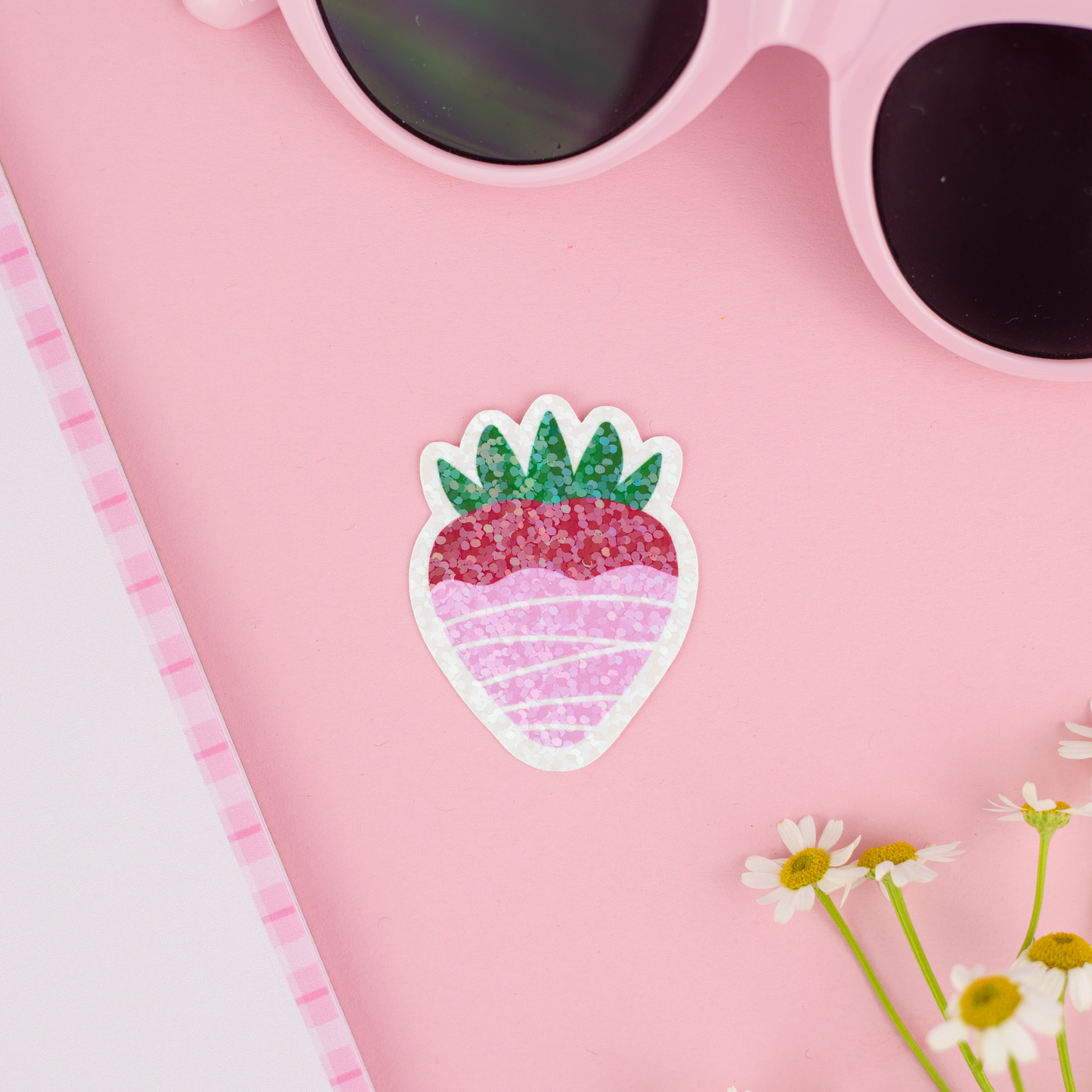 Pink Chocolate Covered Strawberry Sticker