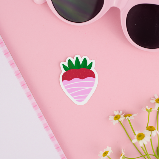 Pink Chocolate Covered Strawberry Sticker