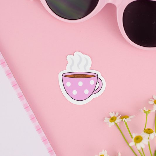 Pink Coffee Cup Sticker