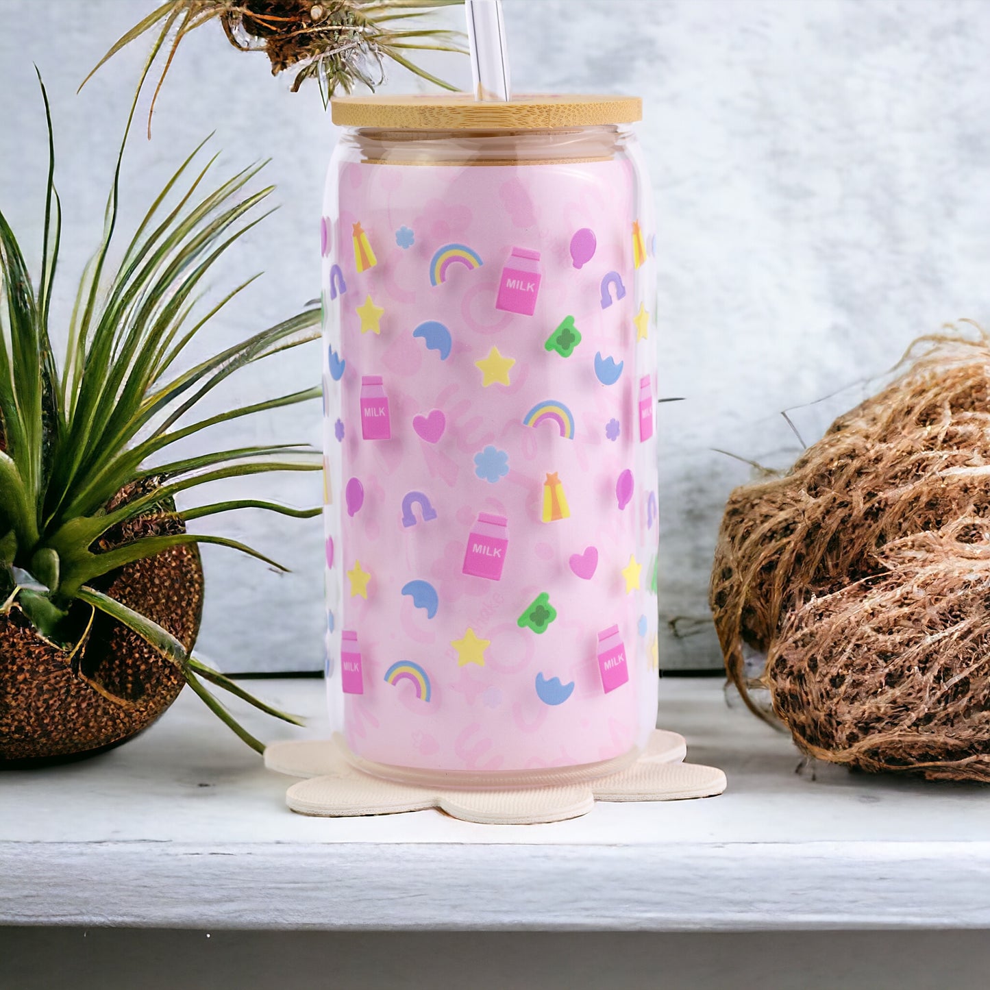 Marshmallow Cereal Reusable Glass Tumbler