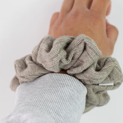 Beige sweater scrunchie