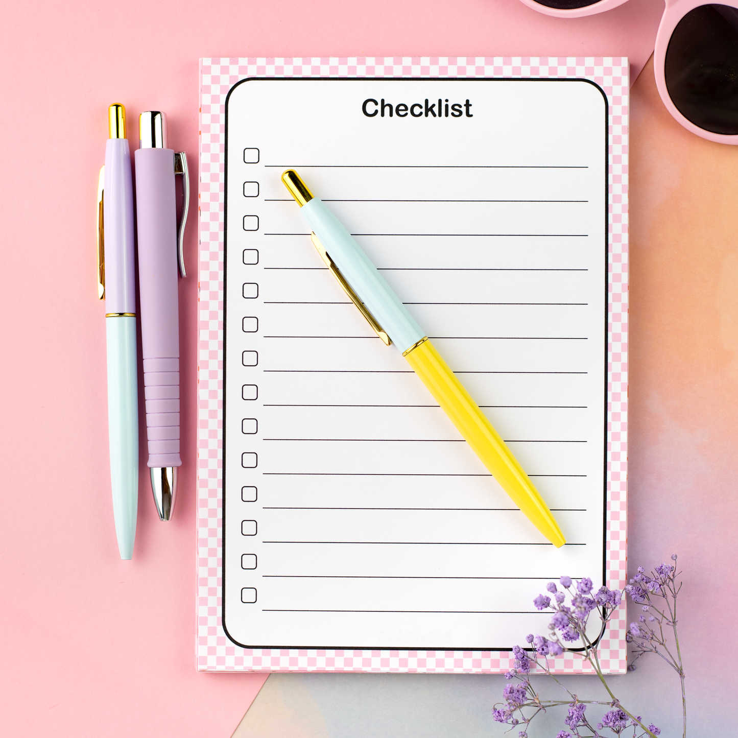 Pink and White Checkered Notepad