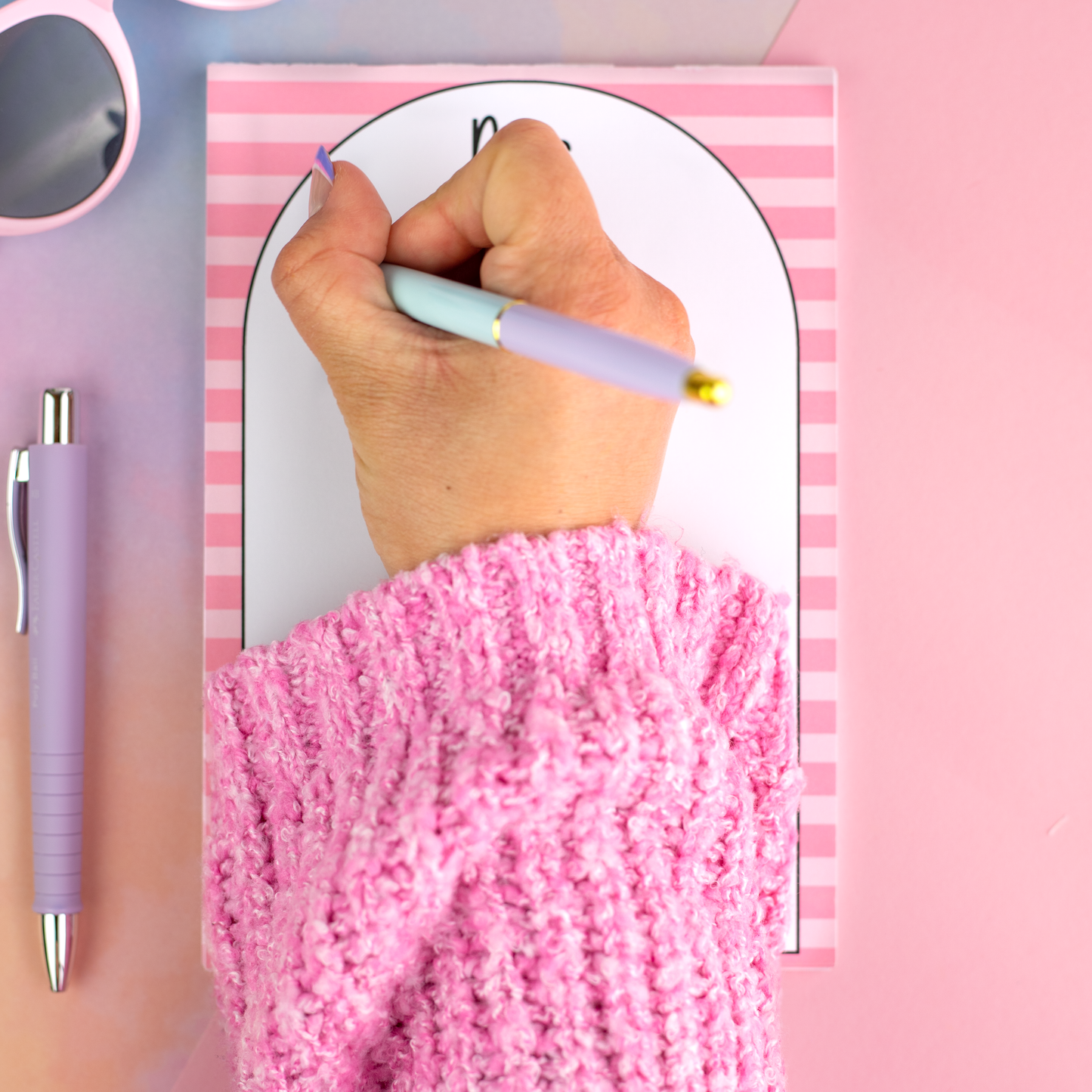 Whimsical Pink Striped Notepad